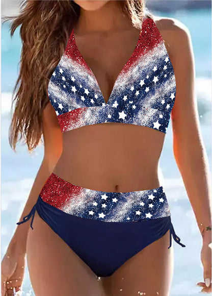 Bikini w paski z wysokim stanem marki Lidia Sek