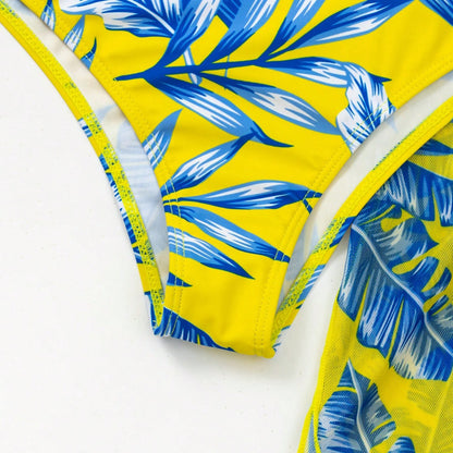 Bikini z wysokim stanem w żywym kolorze liścia klonowego od Lidia Sek