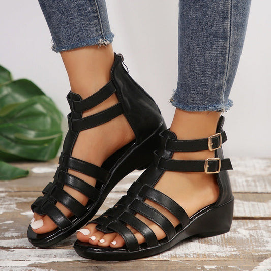 Chic Hollow-Out Wedge Sandals by Lidia Sek