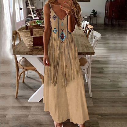 Sukienka maxi Lidia Sek z nadrukiem w stylu boho na lato