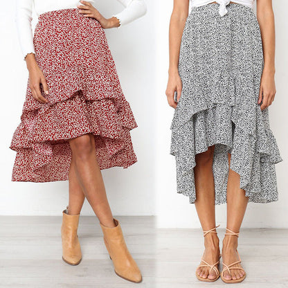 Floral Ruffle Midi Skirt by Lidia Sek