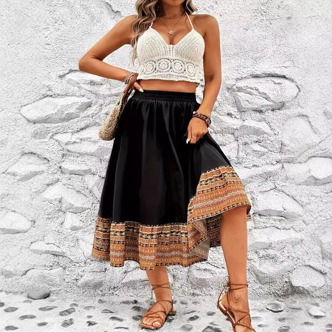 Spódnica maxi w stylu boho w kształcie litery A od Lidia Sek