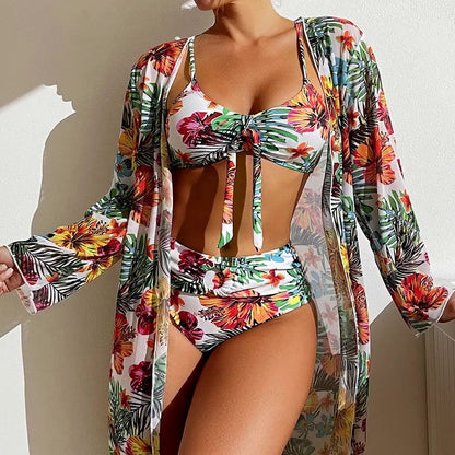 Kwiatowy zestaw bikini z rozcięciem Lidia Sek