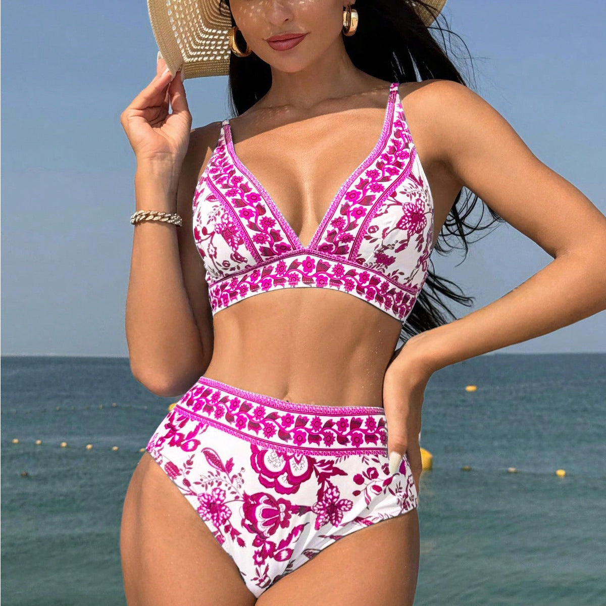 Bikini Lidia Sek z wysokim stanem inspirowane Pinterestem