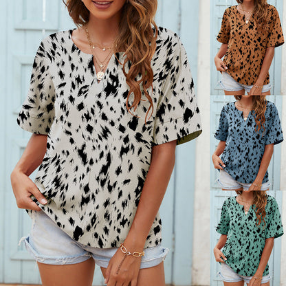 Printed V-Neck Everyday Top by Lidia Sek
