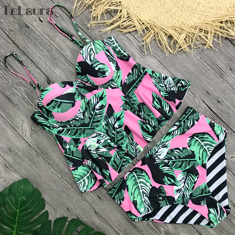 Kwiatowe bikini z wysokim stanem Lidia Sek Swimwear