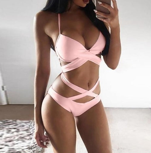 Elegancki komplet bikini Lidia Sek z blokami kolorów i paskami