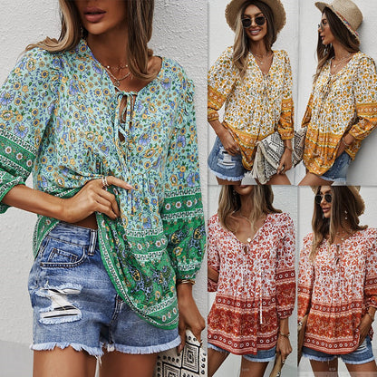 Bohemian Floral Lidia Sek Printed Summer Top