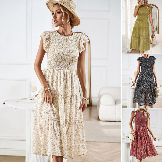 Elegant Floral Lidia Sek Summer Midi Dress