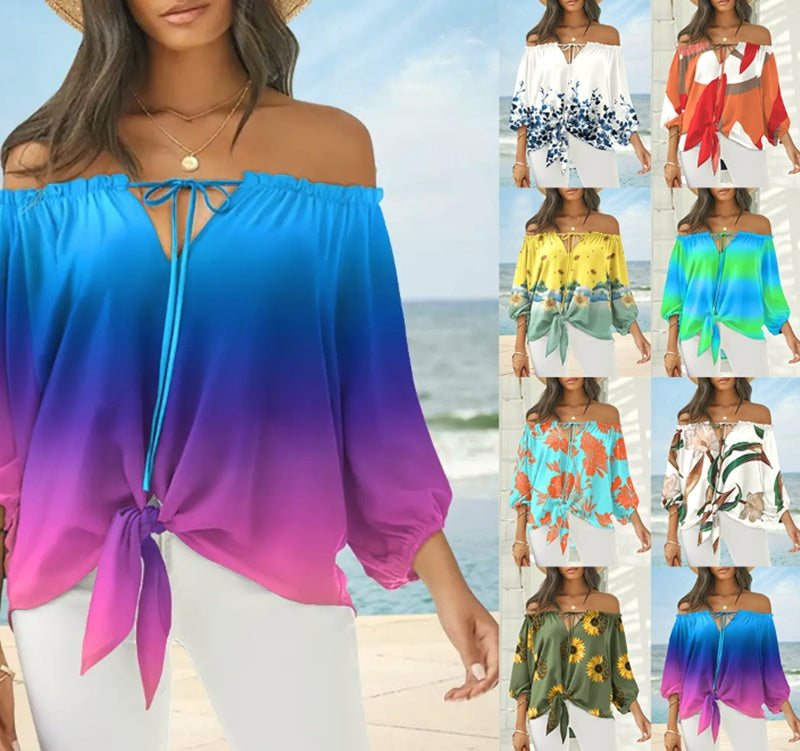 Chic Off Shoulder Printed Top Lidia Sek