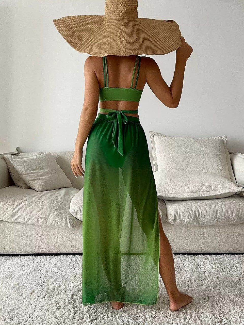 Zielony gradient Lidia Sek Bikini trzyczęściowy komplet