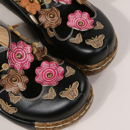 Sandały Lidia Sek z okrągłym noskiem w stylu boho floral