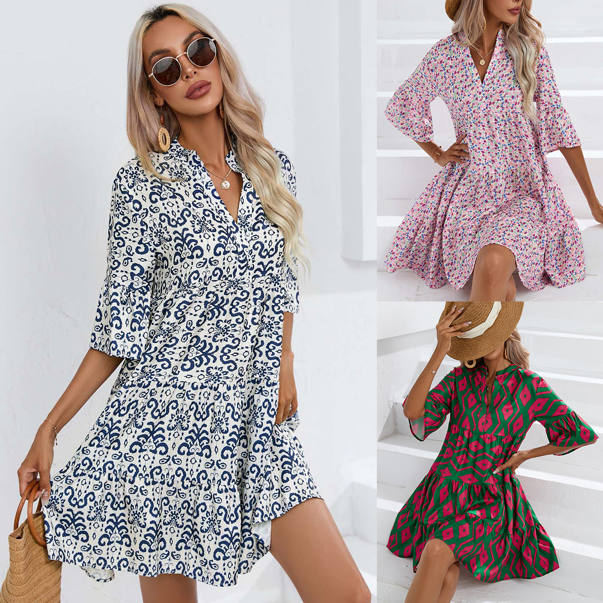 Boho V-Neck Summer Dress by Lidia Sek
