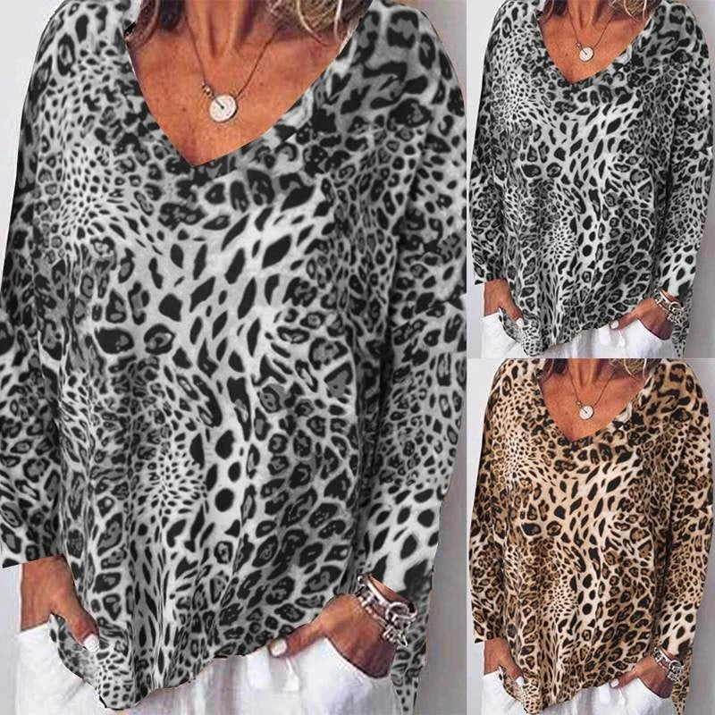 Leopard Print V-Neck Top by Lidia Sek