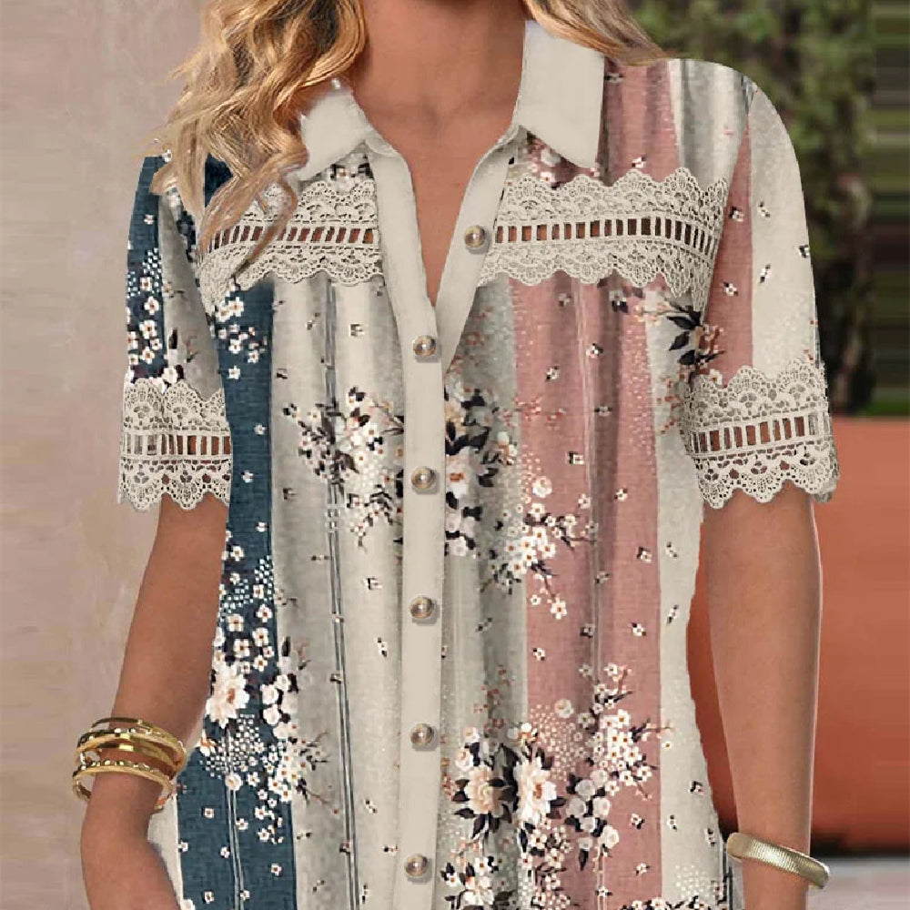 Chic Lace Digital Print Cardigan by Lidia Sek