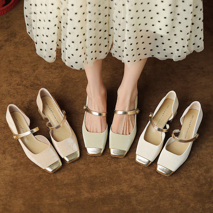 Retro Buckle Lidia Sek Mid Heel High Heels