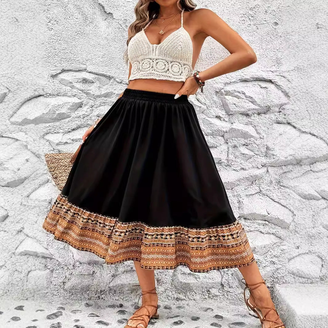 Spódnica maxi w stylu boho w kształcie litery A od Lidia Sek