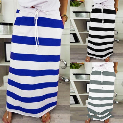 Striped Cotton A-Line Skirt by Lidia Sek