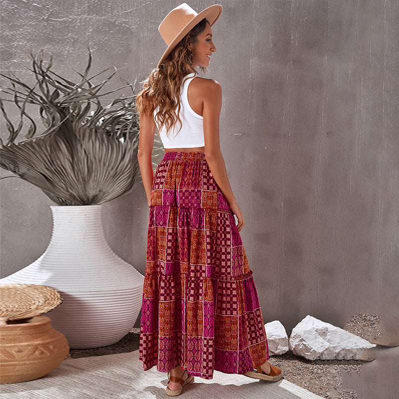 Spódnica maxi Lidia Sek z nadrukiem w stylu boho