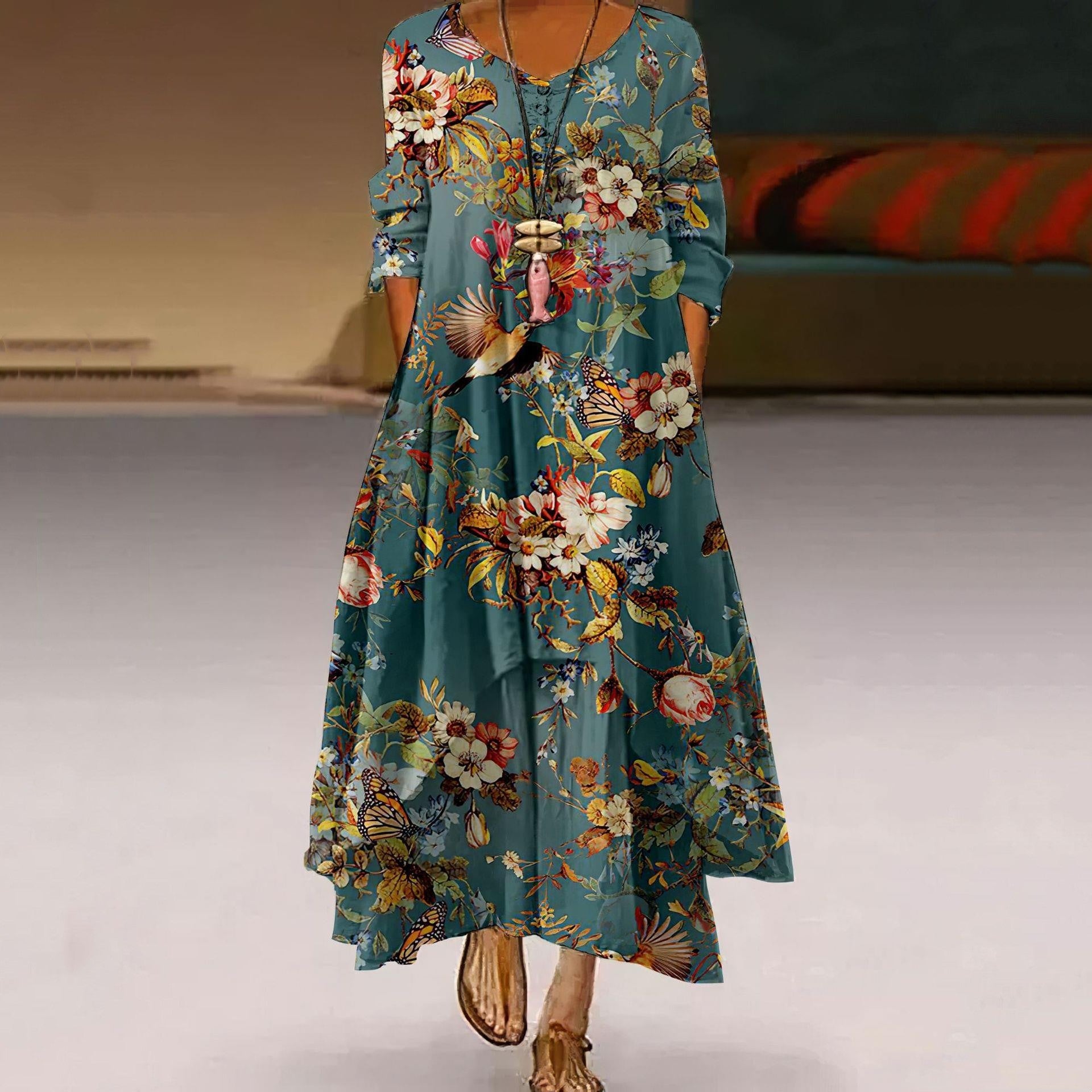 Artistic Floral Swing Dress by Lidia Sek