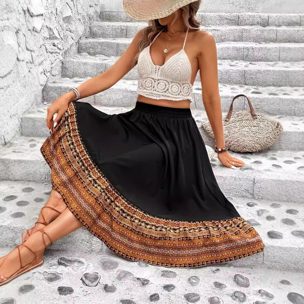 Spódnica maxi w stylu boho w kształcie litery A od Lidia Sek