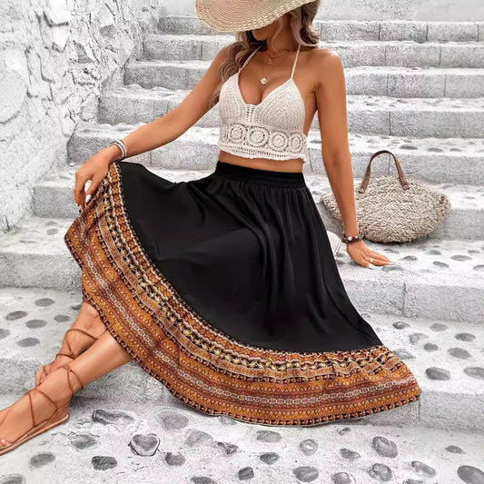 Spódnica maxi w stylu boho w kształcie litery A od Lidia Sek