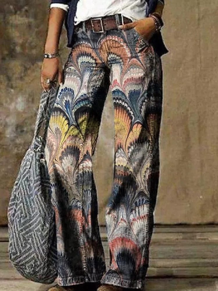 Spodnie z szerokimi nogawkami w stylu boho Lidia Sek