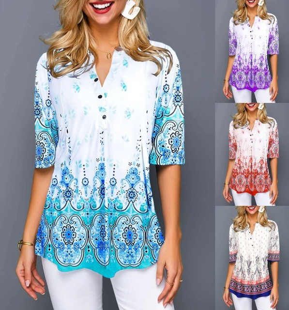 Boho Print Lidia Sek Comfortable Everyday Shirt