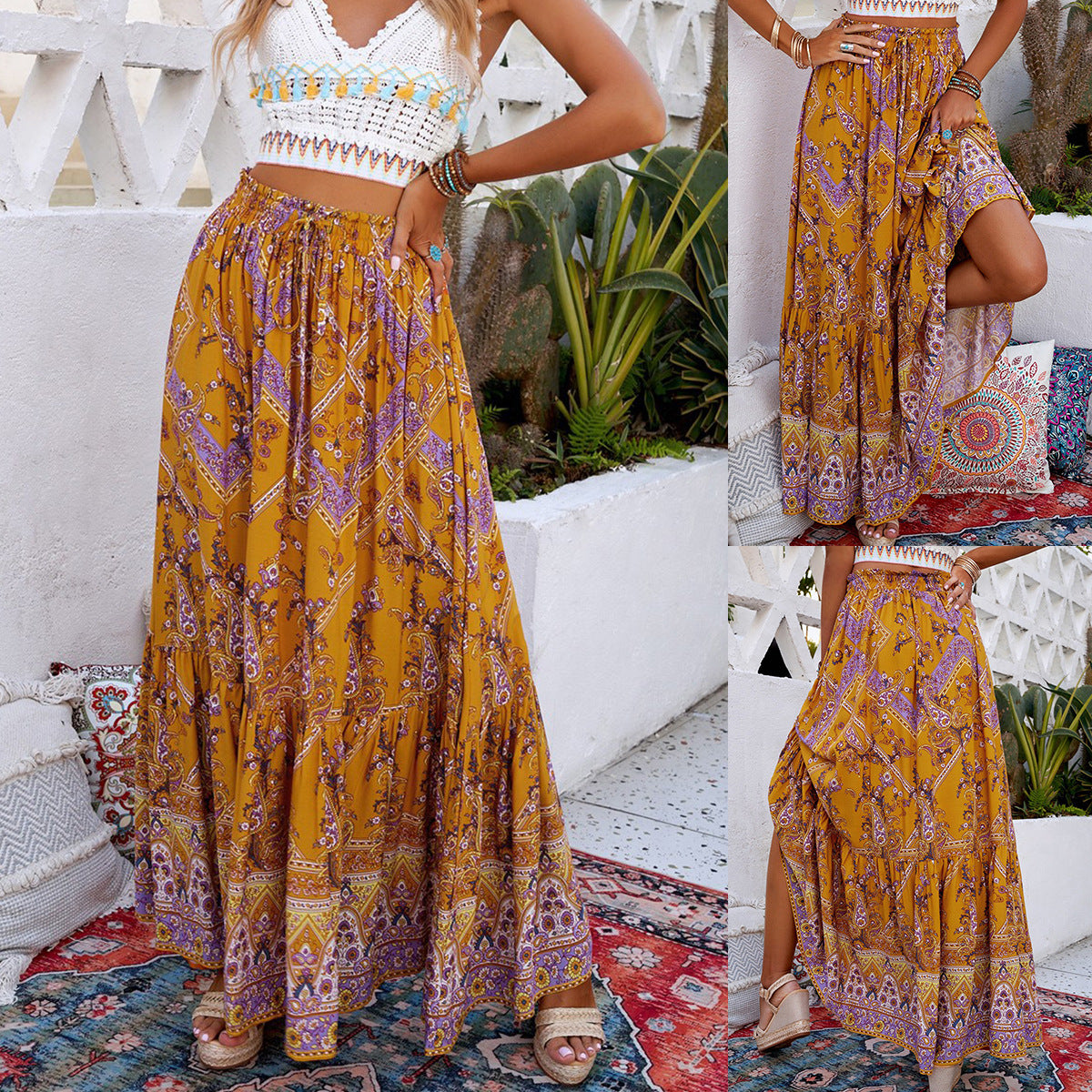Spódnica maxi w stylu boho z geometrycznym wzorem Lidia Sek