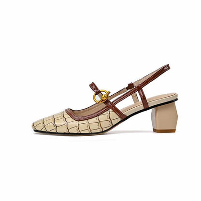 Eleganckie, kwadratowe obcasy typu Mary Jane marki Lidia Sek