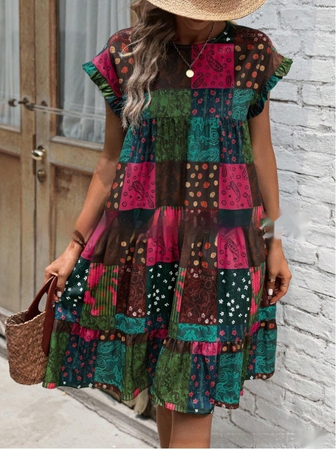 Sukienka midi Lidia Sek w stylu boho patchworkowym na lato
