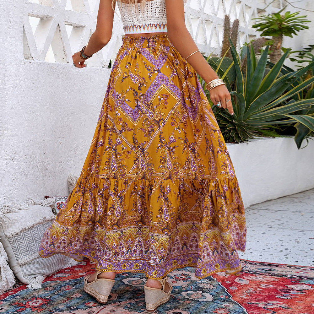 Spódnica maxi w stylu boho z geometrycznym wzorem Lidia Sek