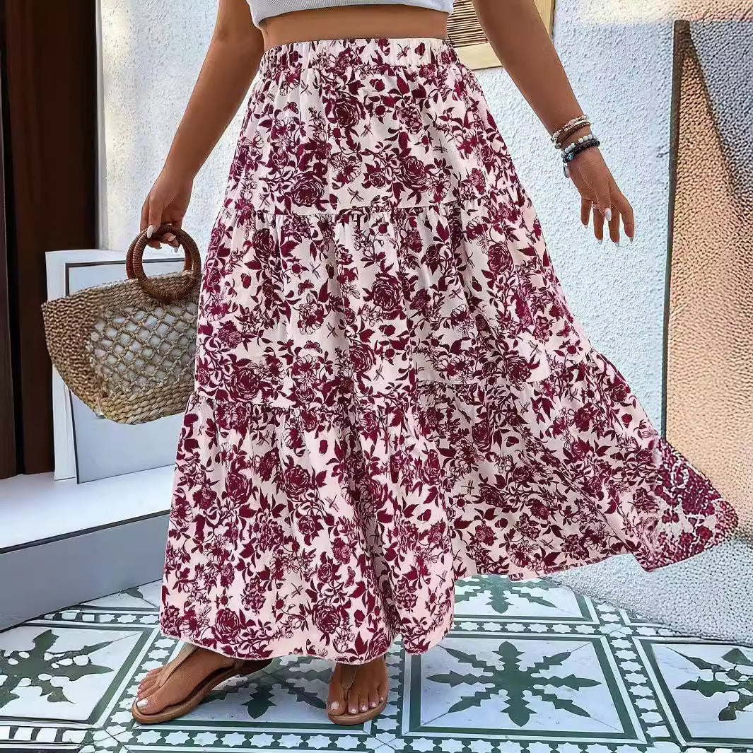 Spódnica maxi Lidia Sek z kwiatowym nadrukiem w dużych rozmiarach