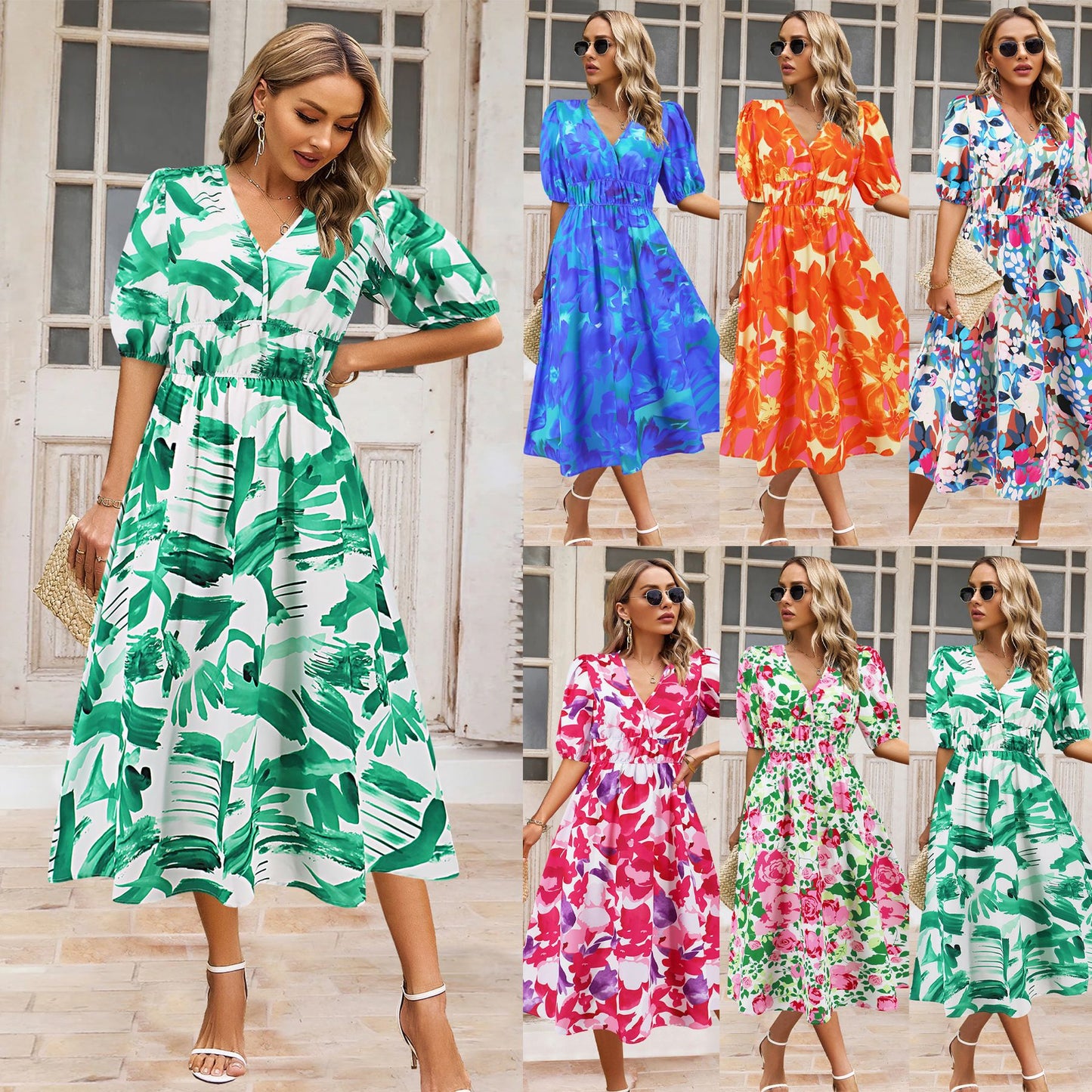 Bohemian Floral V-Neck Dress by Lidia Sek