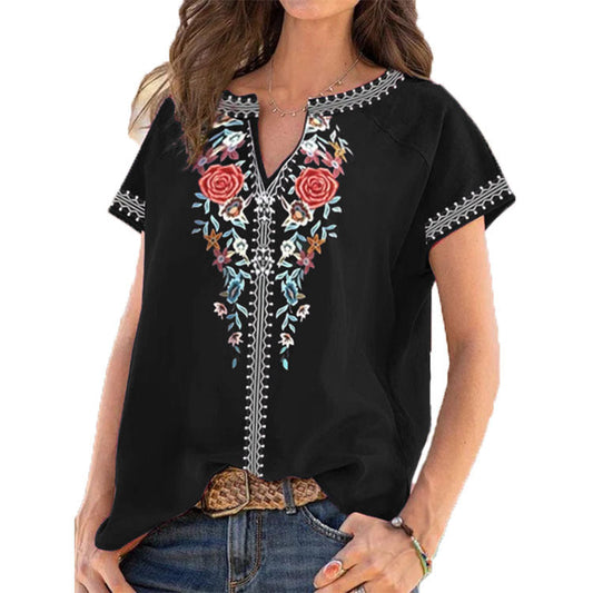 Bluzka z krótkim rękawem w etniczny wzór Lidia Sek