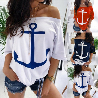 Nautical Anchor Off-Shoulder Top by Lidia Sek