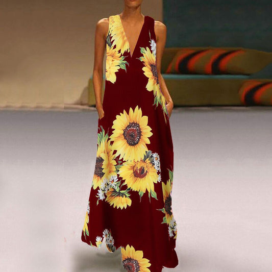 Boho Floral Lidia Sek Sleeveless Maxi Dress