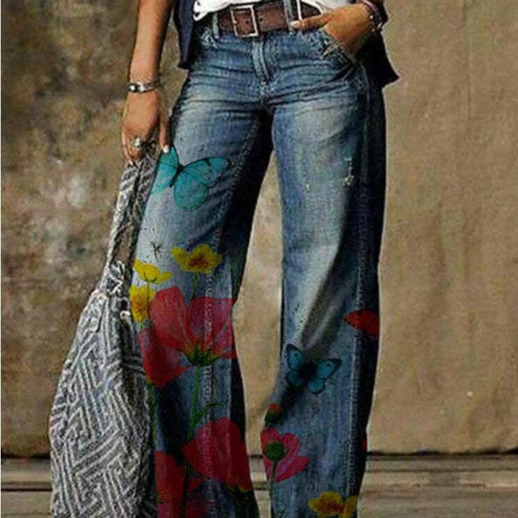 Artistic Floral Wide Leg Pants by Lidia Sek