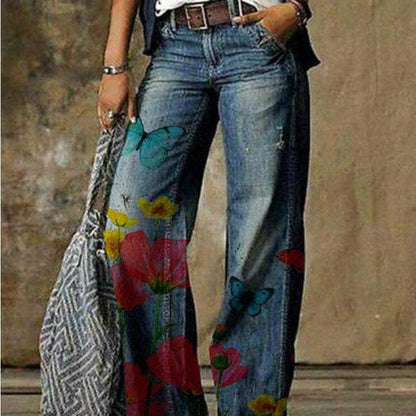Artistic Floral Wide Leg Pants by Lidia Sek