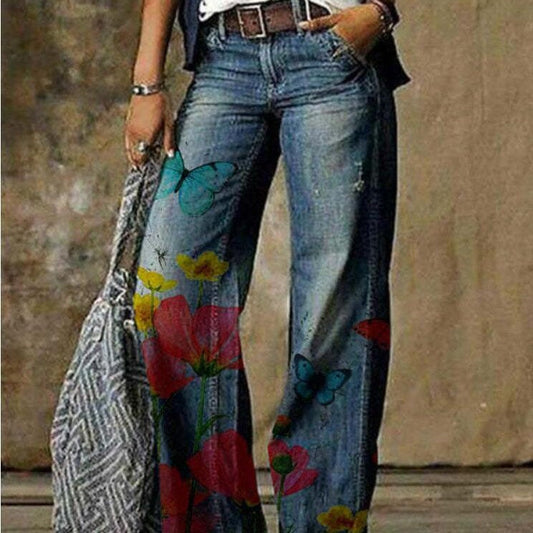 Artistic Floral Wide Leg Pants by Lidia Sek