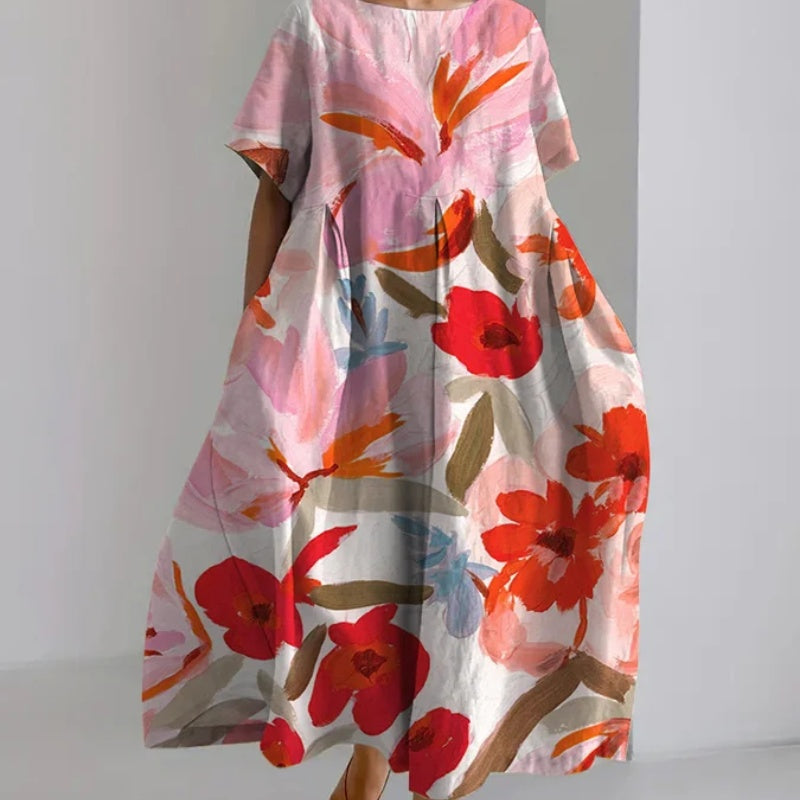 Artful Floral Lidia Sek Summer Midi Dress