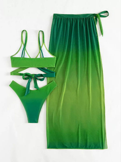 Zielony gradient Lidia Sek Bikini trzyczęściowy komplet