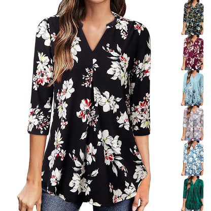 Floral V-Neck Top by Lidia Sek