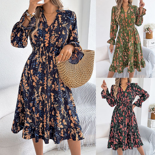 Floral Bell Sleeve Lidia Sek Midi Dress