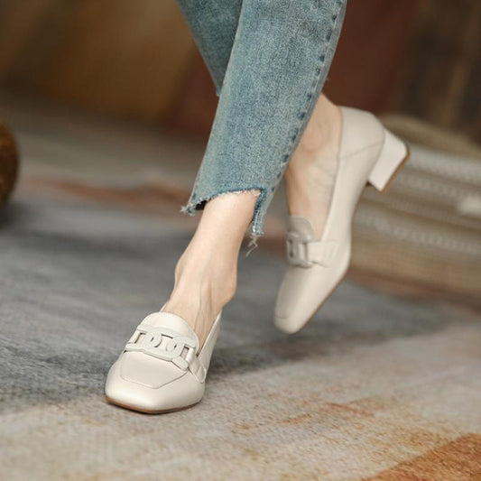Elegant Lidia Sek Chunky Heel Loafer Pumps
