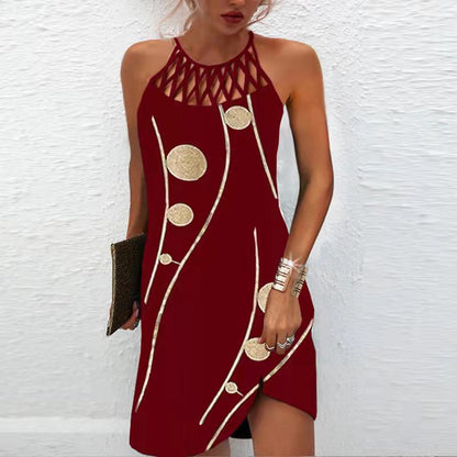 Elegancka sukienka z nadrukiem i dekoltem halter od Lidia Sek