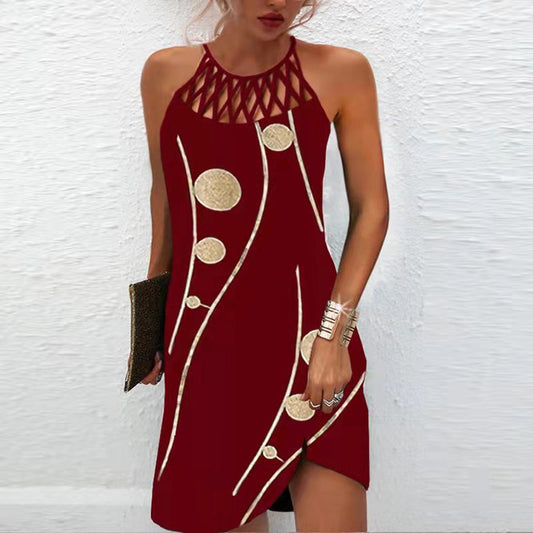 Elegancka sukienka z nadrukiem i dekoltem halter od Lidia Sek