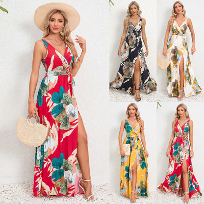 Floral V-Neck Maxi Dress by Lidia Sek