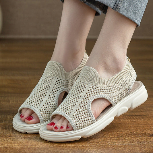 Breathable Knit Flat Sandals by Lidia Sek