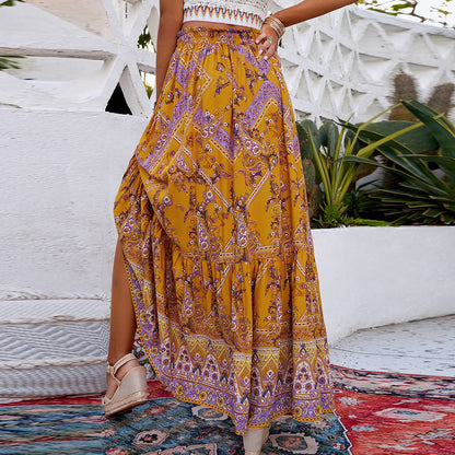 Spódnica maxi w stylu boho z geometrycznym wzorem Lidia Sek